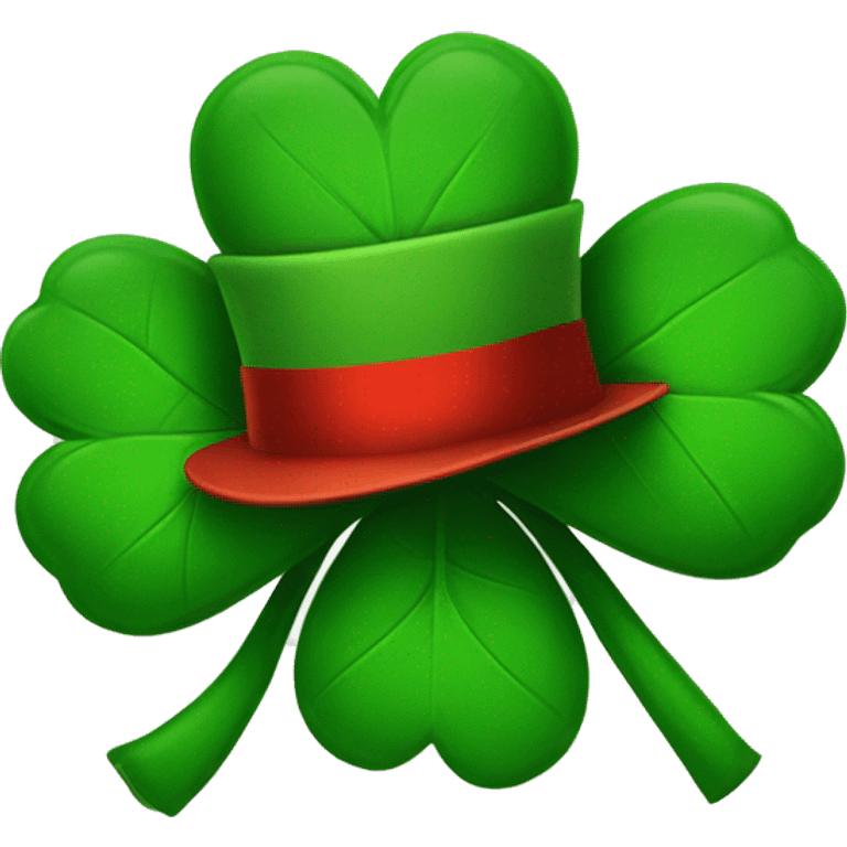 four-leaf clover with christmas hat emoji