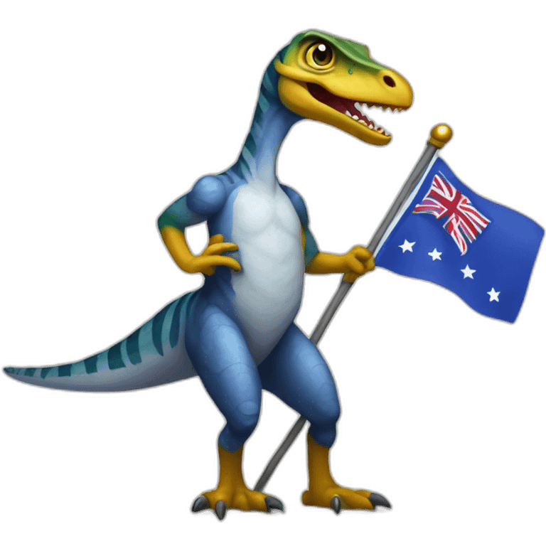 Velociraptor holding a flag that says GG emoji