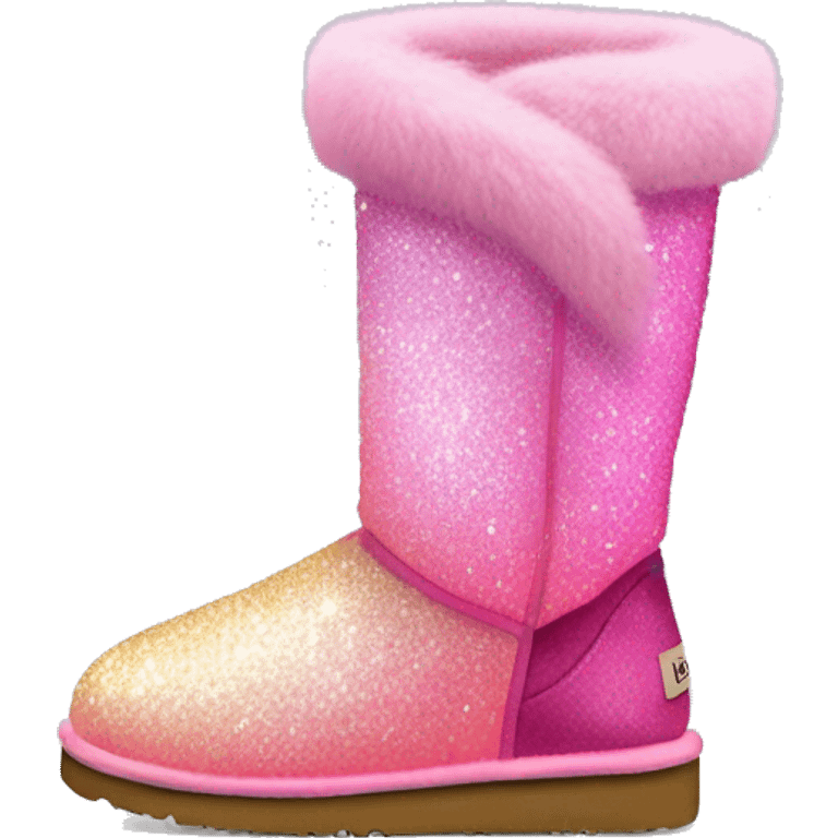 Ombre Pink Ugg Boots with Pink Fur and Glitter emoji