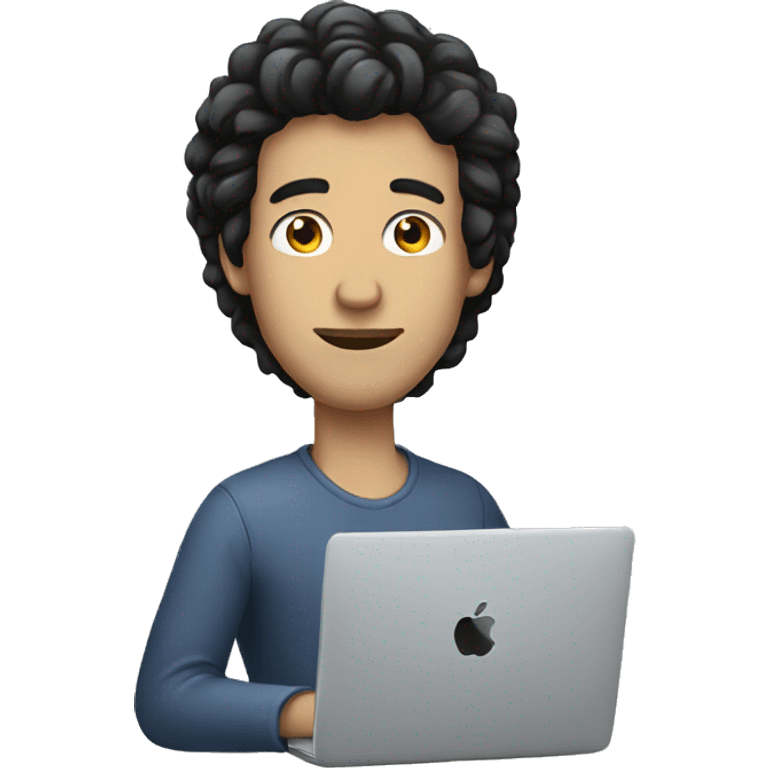 white man with black hair working macbook emoji