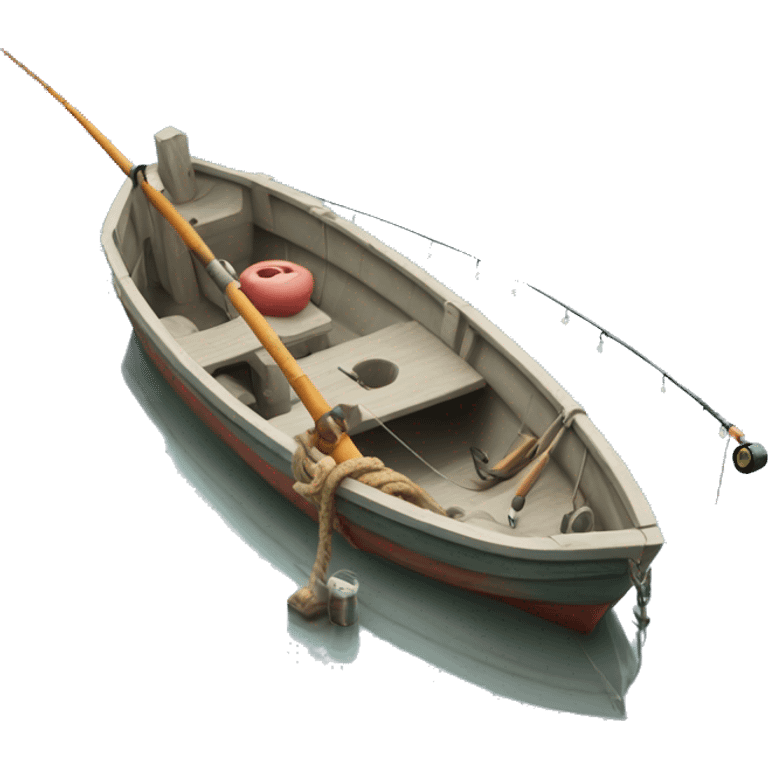 fishing rod hanging out of small fishing boat emoji