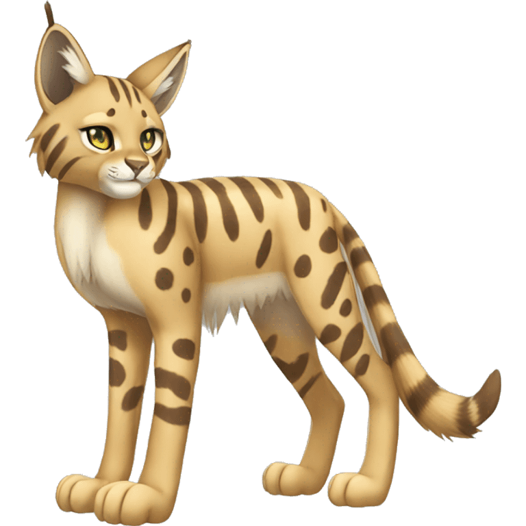 Striped and spotted Lynx-Caracal-Fakemon-hybrid full body emoji