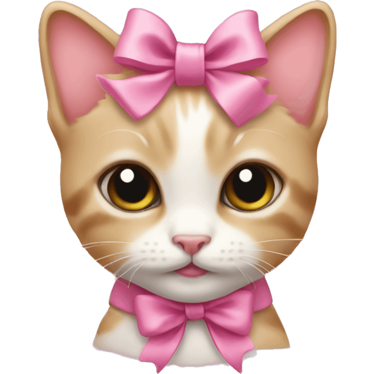 kitten with a cute pink bow emoji