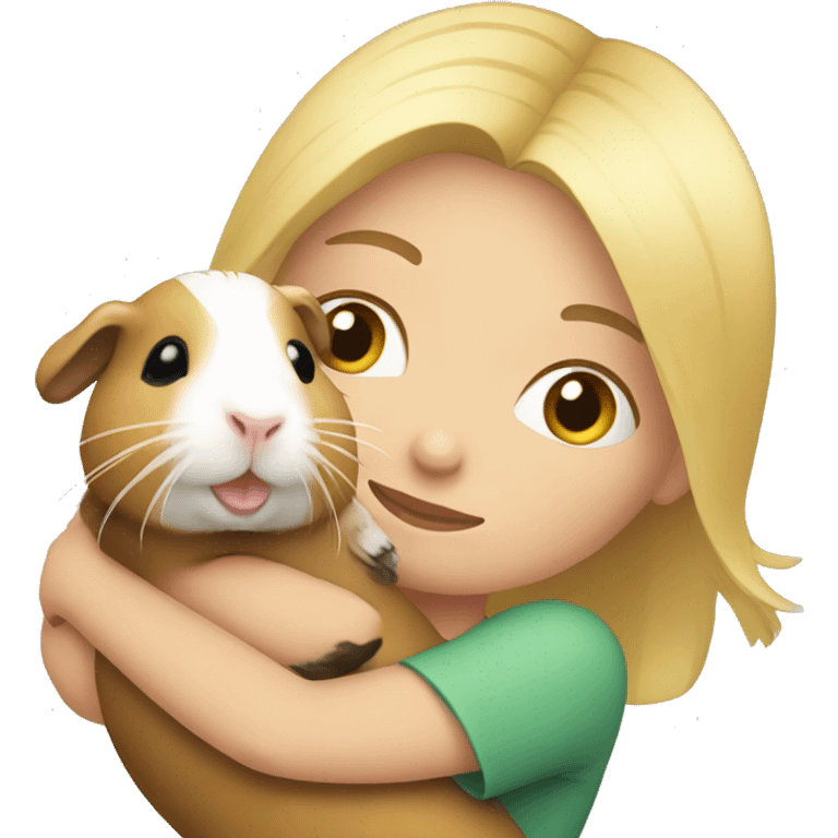 Blonde Woman hugging a guineapig emoji