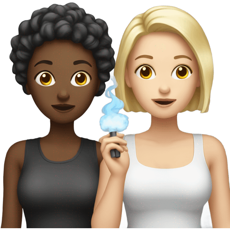 two white girls with a vape emoji