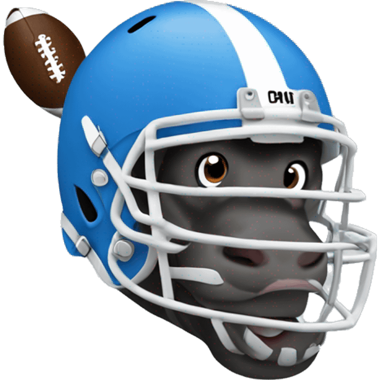 hippo with football helmet blue emoji