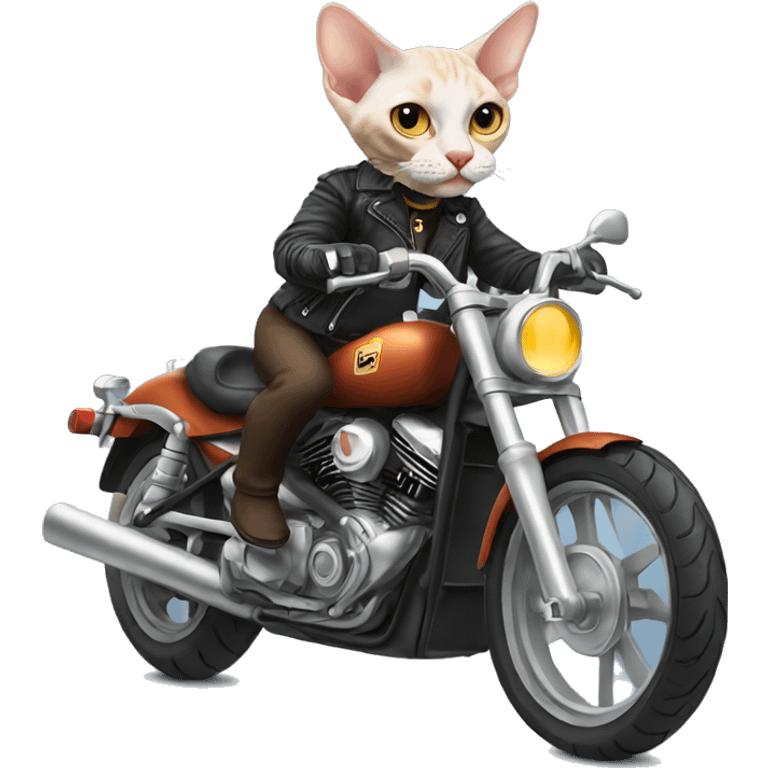 Devon Rex cat riding a Harley  emoji