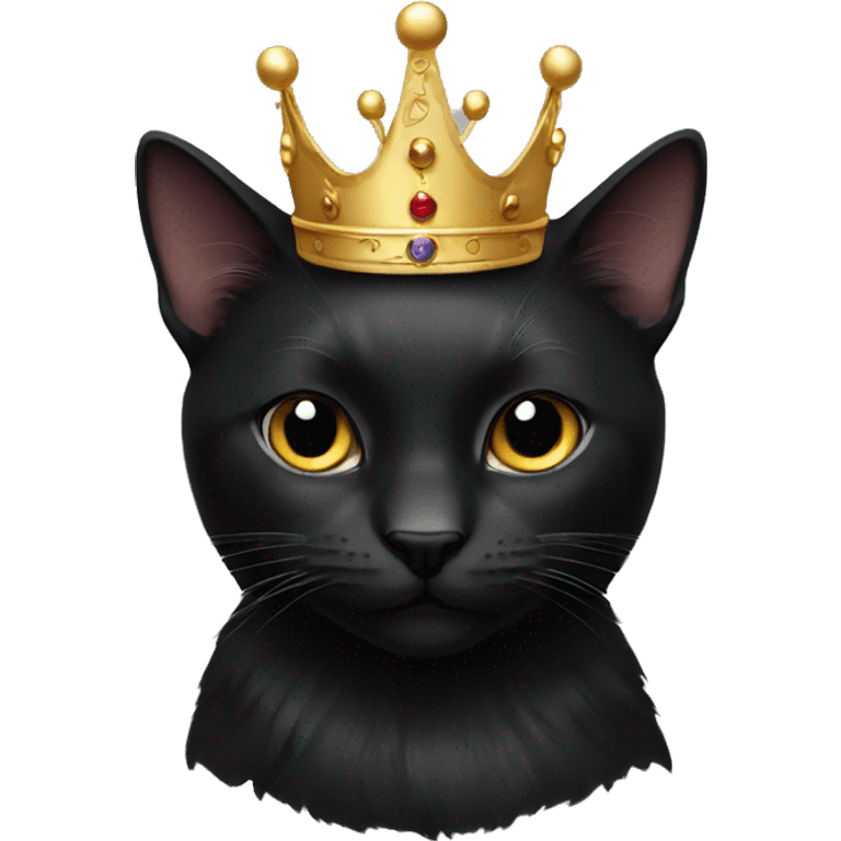 royal black cat with crown emoji