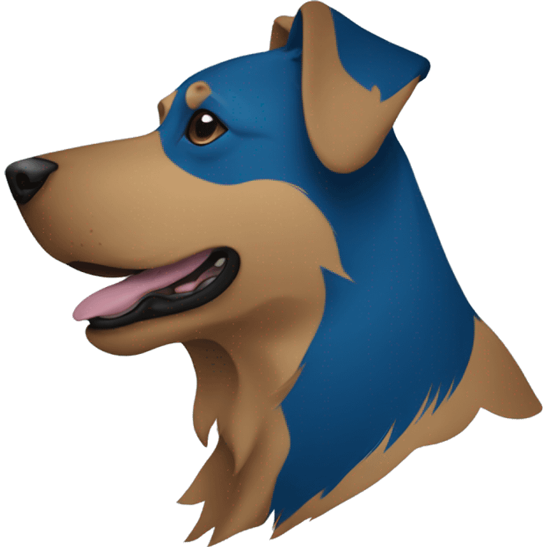 Silhouette of a dog's head in blue, barking emoji