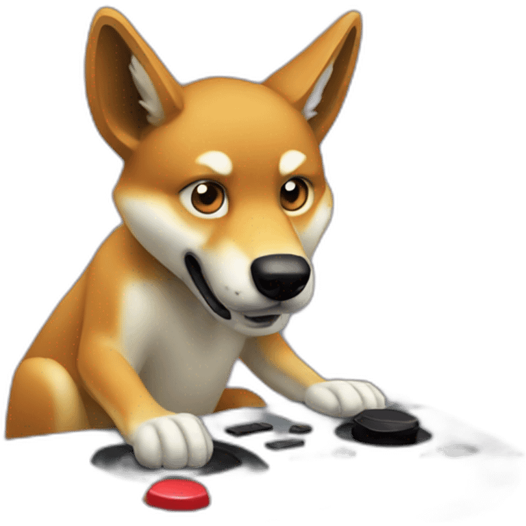 A dingo playing a Sega Genesis emoji