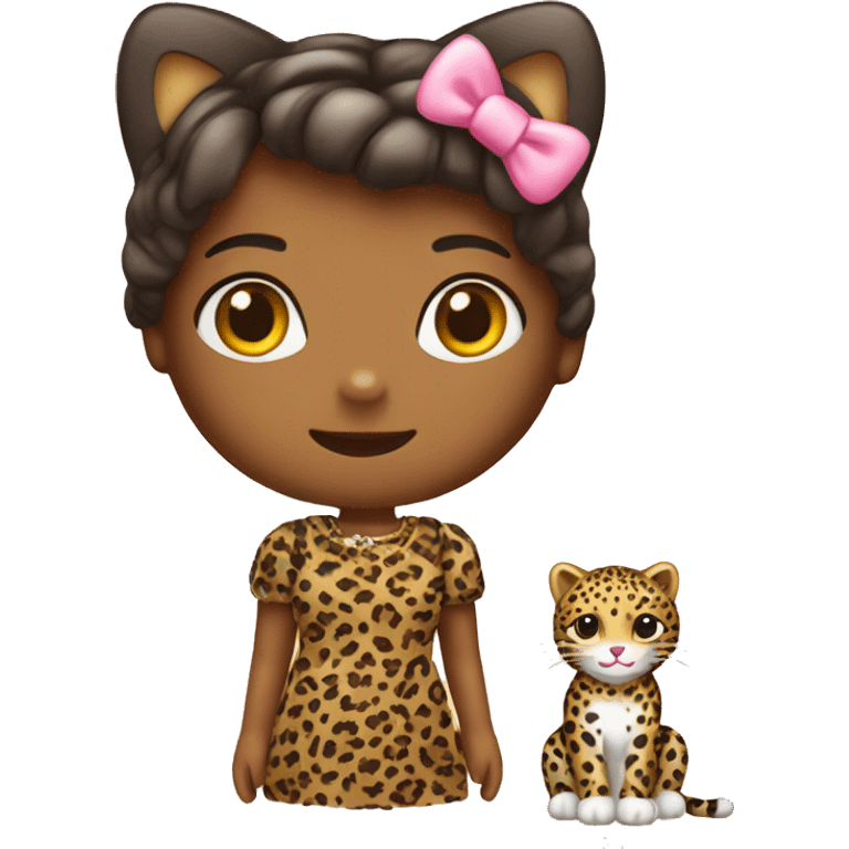 Hello kitty with a Leopard dress emoji