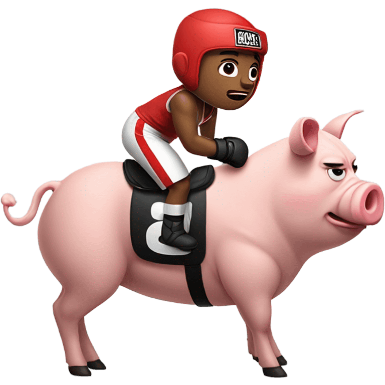 Boxer riding a pig emoji