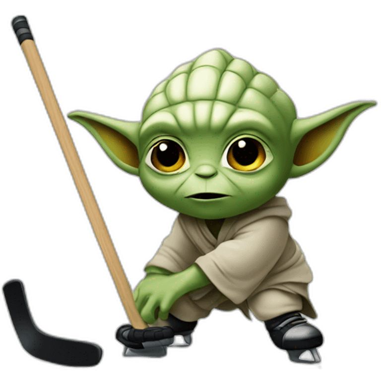 yoda playing ice hockey emoji