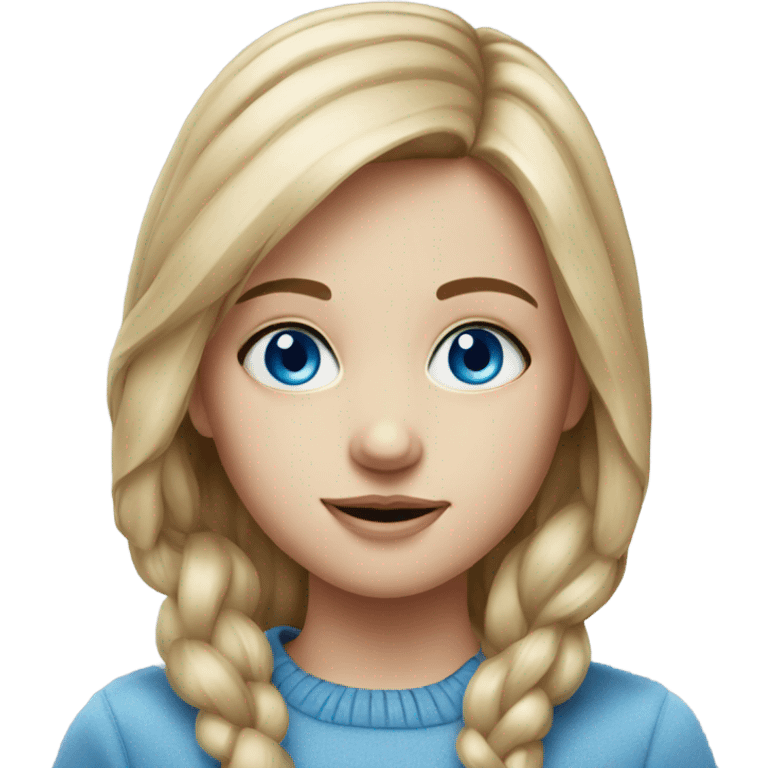 realistic portrait of girl with blue eyes emoji