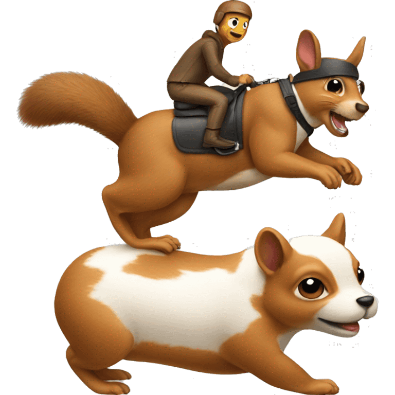 Squirrel riding a dog emoji