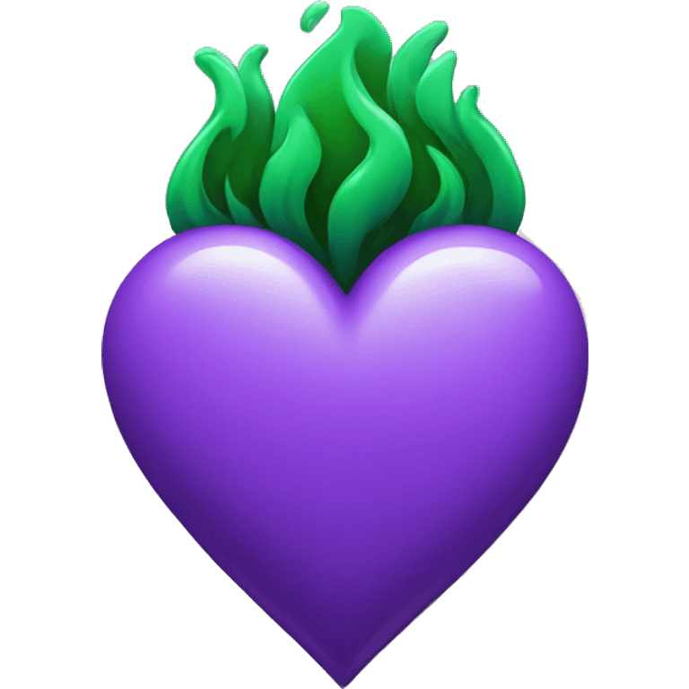 Purple heart with green flame emoji