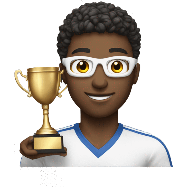 white athlete with winner trophy emoji