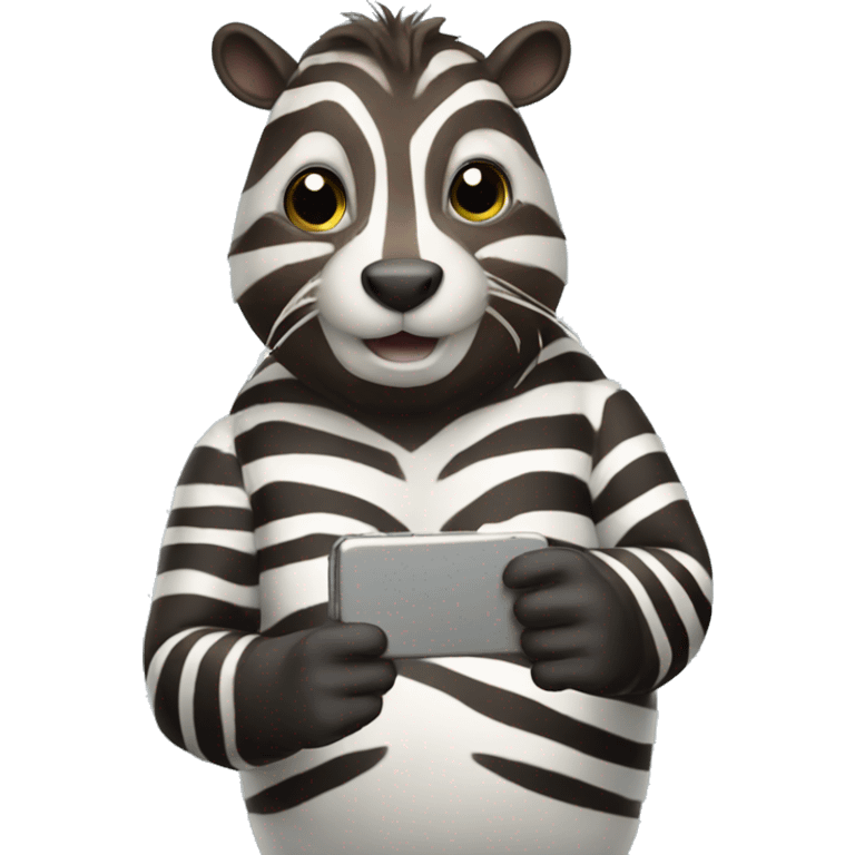 zebra beaver with phone emoji