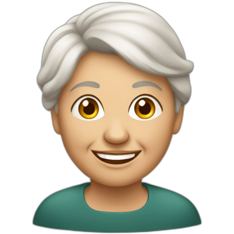 Old latvian woman with short hair smiling emoji