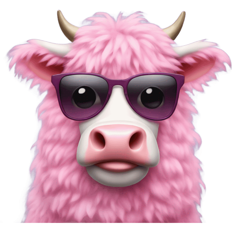 Pink fluffy cow wearing shades  emoji