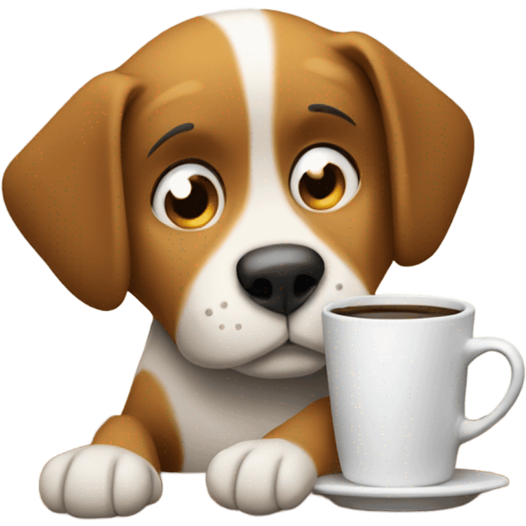 Tired dog drinking coffee  emoji