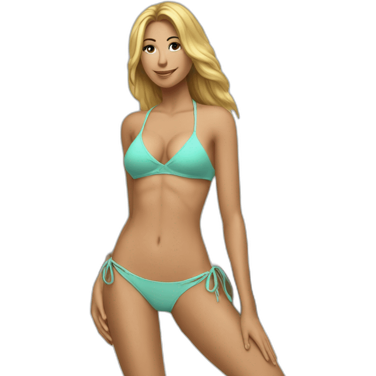 Sexy soft-fit Caucasian woman bikini (beach body) bed emoji