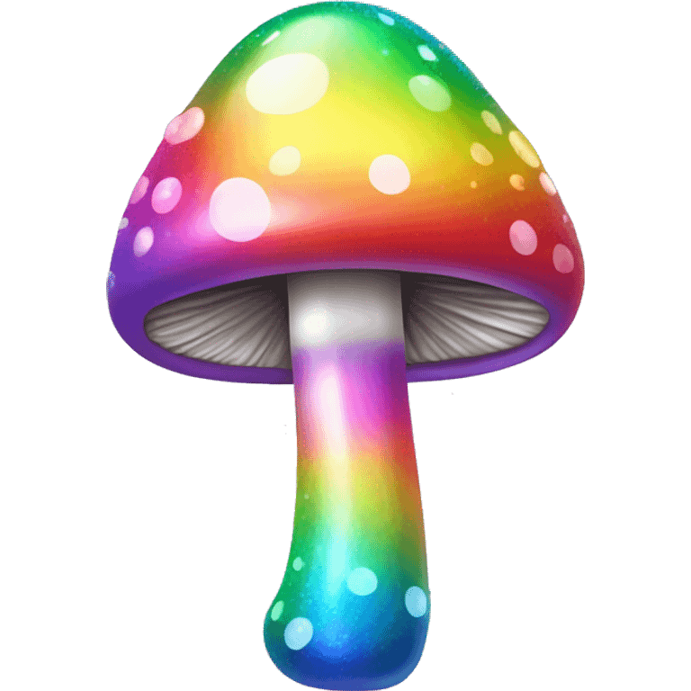 Kawaii rainbow chrome glittery mushroom and stem emoji