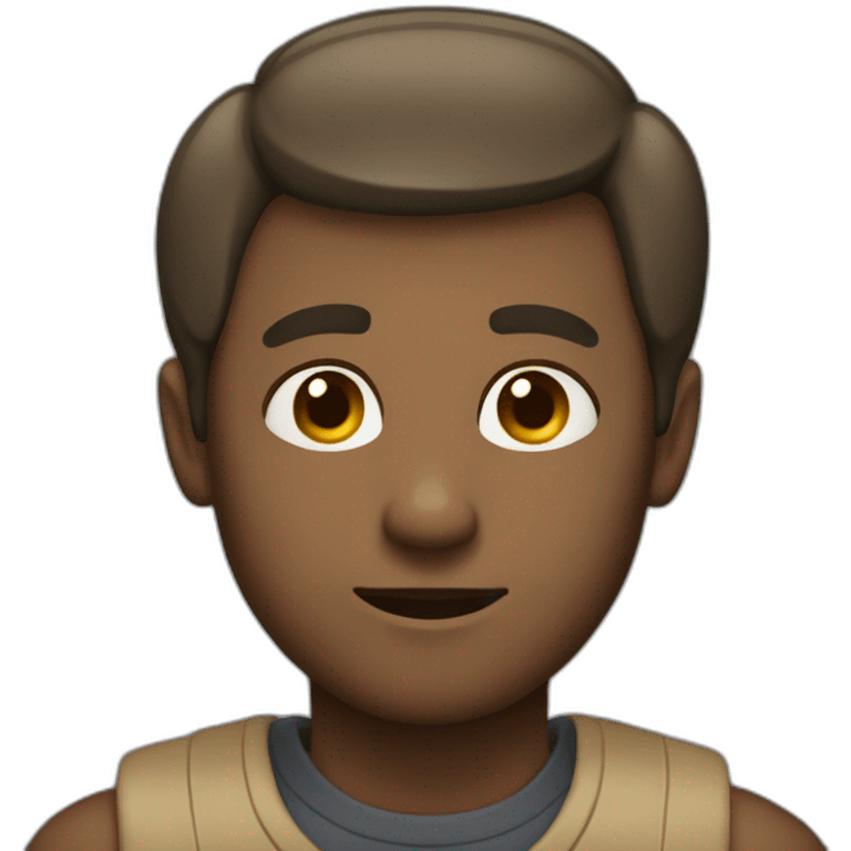 A man with light and slightly dark skin and small ears emoji