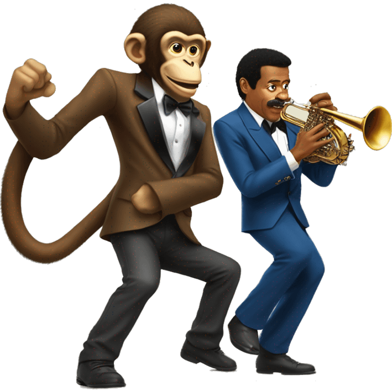 A monkey fighting Niel DeGrasse Tyson while playing the saxophone emoji