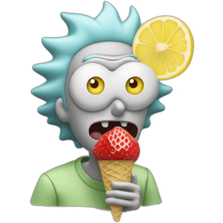 rick et morty eating a strawberry lemon gelato emoji