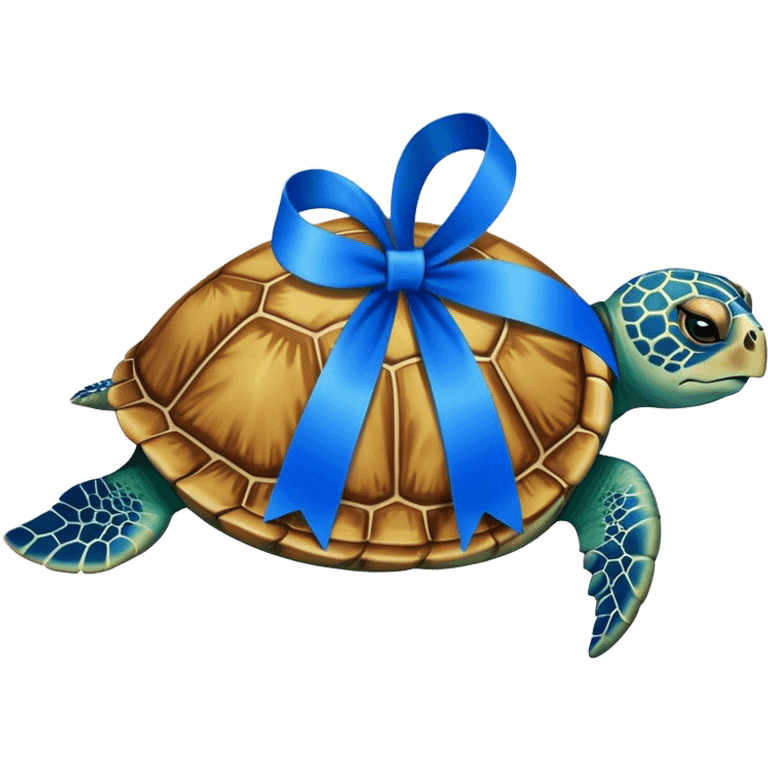 Sea turtles with blue colorectal ribbon emoji