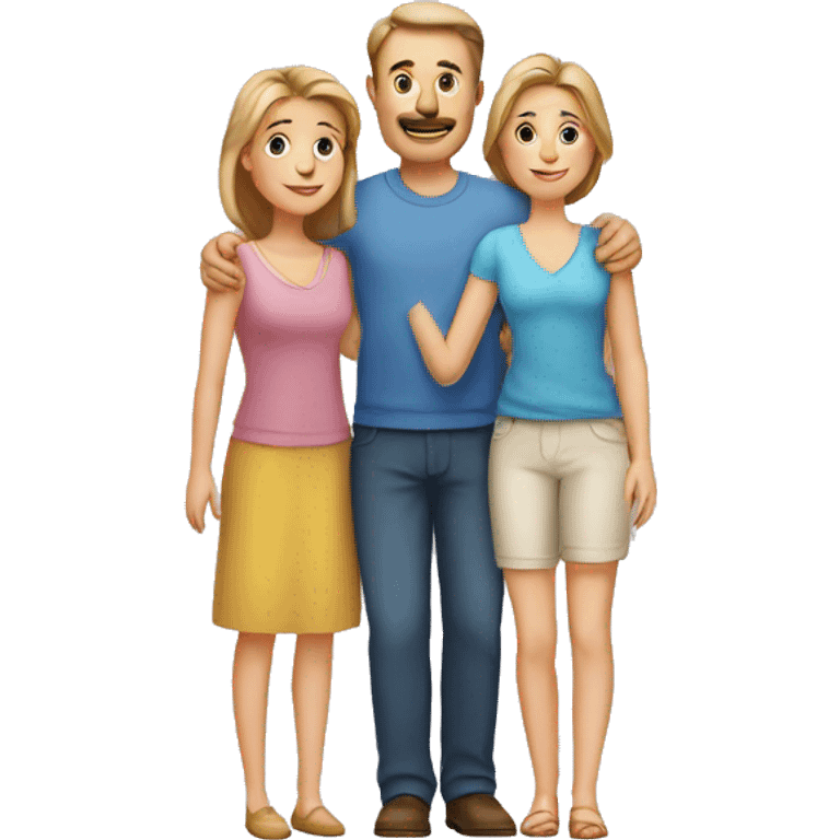 European Family with mum and dad and daughter emoji