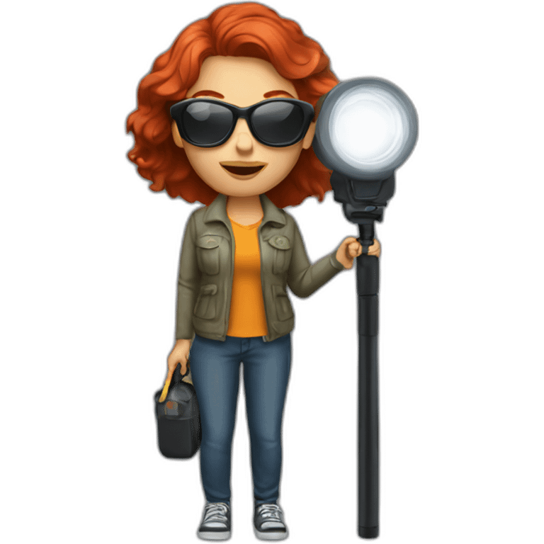 woman-with-red-hair-sunglasses-and-flashlight emoji