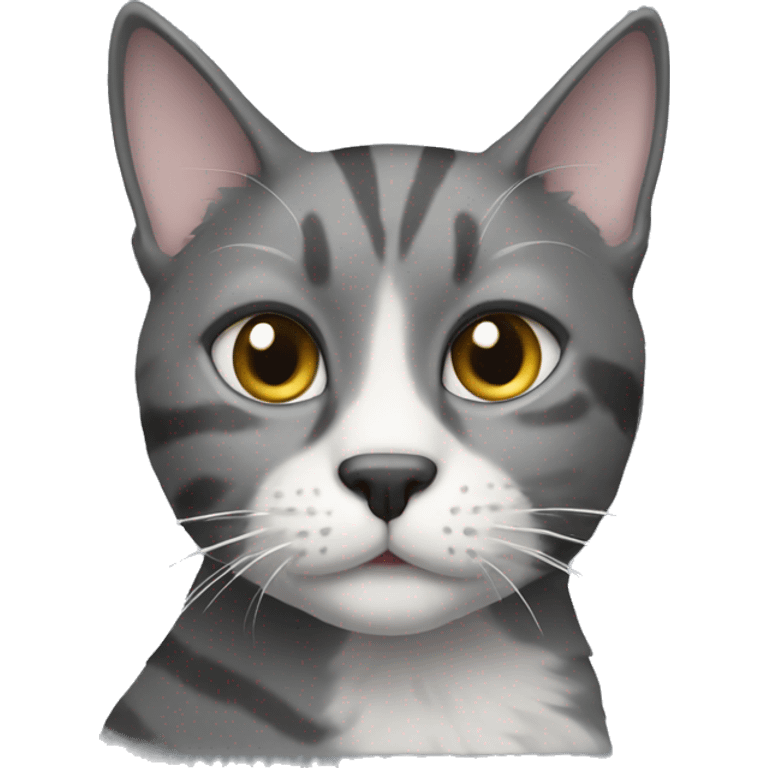 Cat with grey fur and white markings on the face emoji