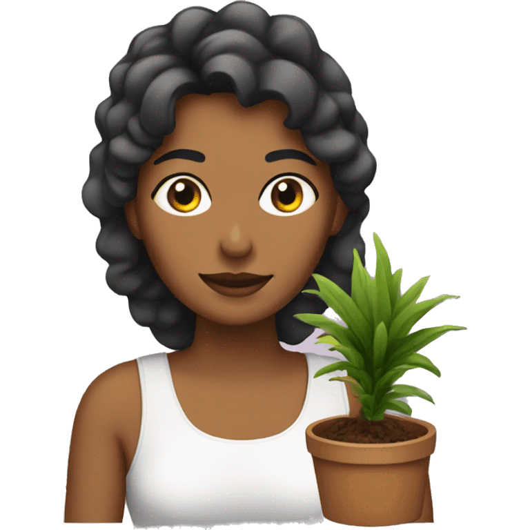 mujer con plantas emoji