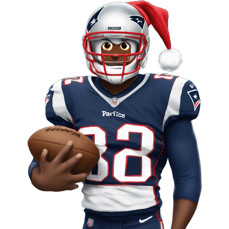 Patriots player opening a stocking emoji