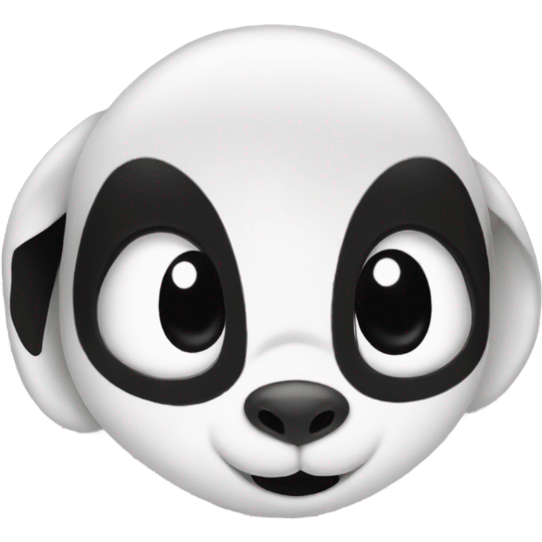 An elephant, in black and white, with the image of a panda emoji