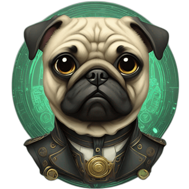 A cyberpunk pug in Art Nouveau style during 1910 emoji