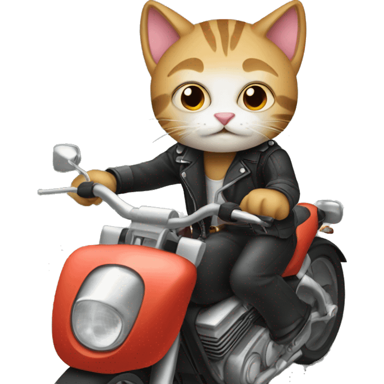 Cat driving motorcycle emoji