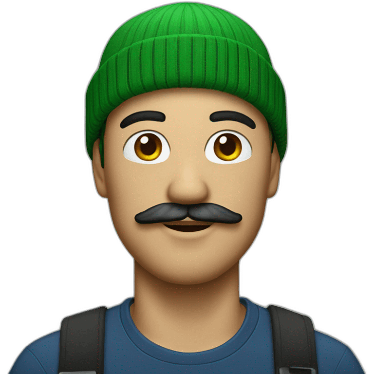 man with green beanie hat and mustache emoji