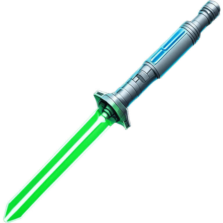 Clash of Clans aesthetic: Cinematic heroic Star Wars light sabre Emoji, rendered in a 3D vector-style similar to standard emojis with minimal shading and bold, simplified shapes. A compact, vibrant energy blade with a neon-hued, glowing edge . Stylized with a touch of interstellar elegance and a soft glowing outline, capturing the essence of a legendary energy blade with a friendly, playful manner! emoji