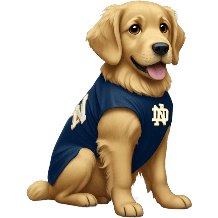 Golden retriever with ND jersey on emoji