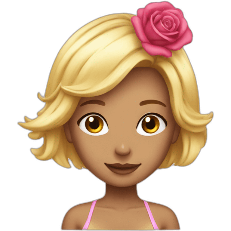 Girl blonde bikini rose emoji