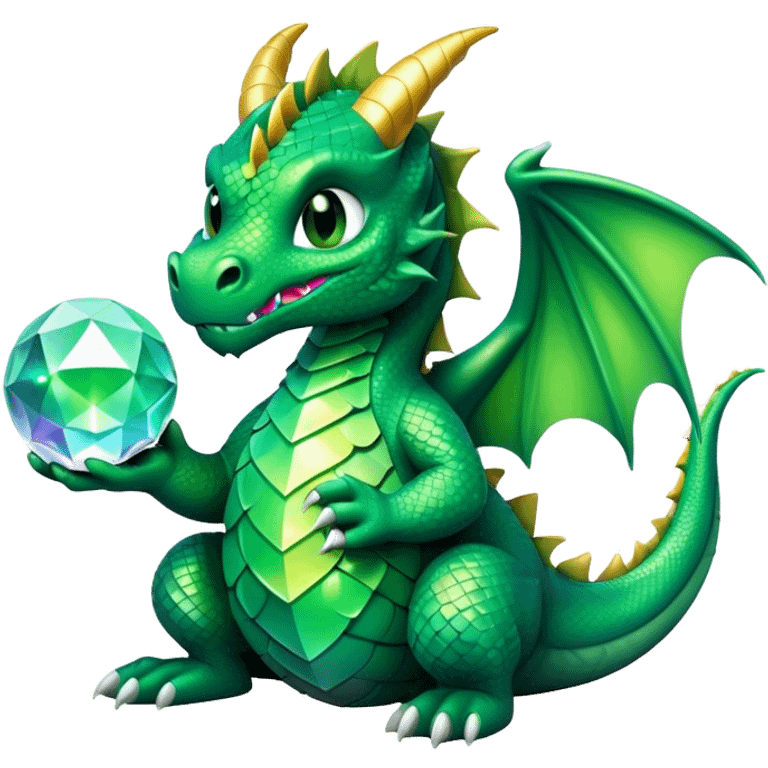 Cute dragon holding crystal ball  emoji