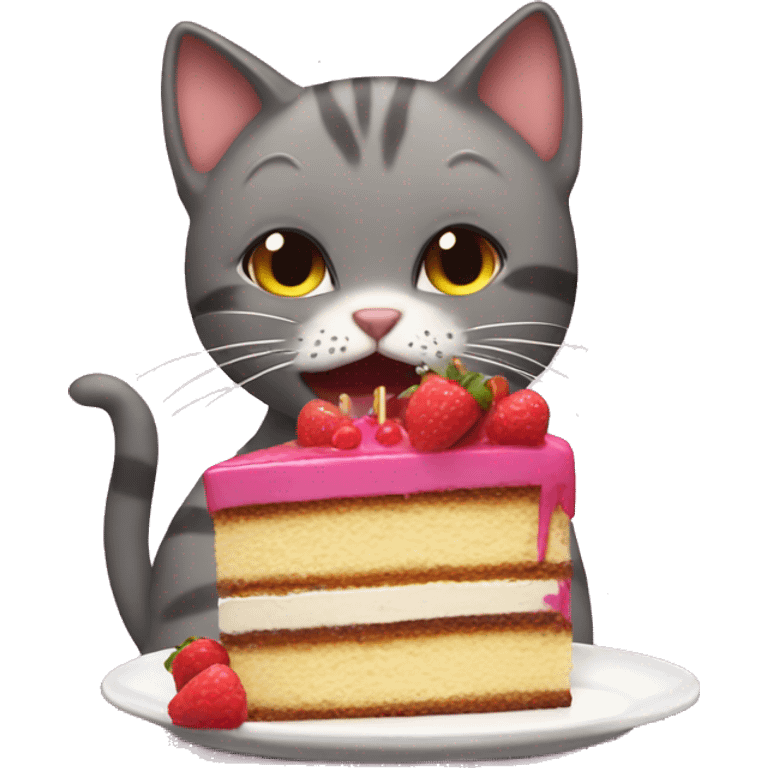 Cat eating cake emoji