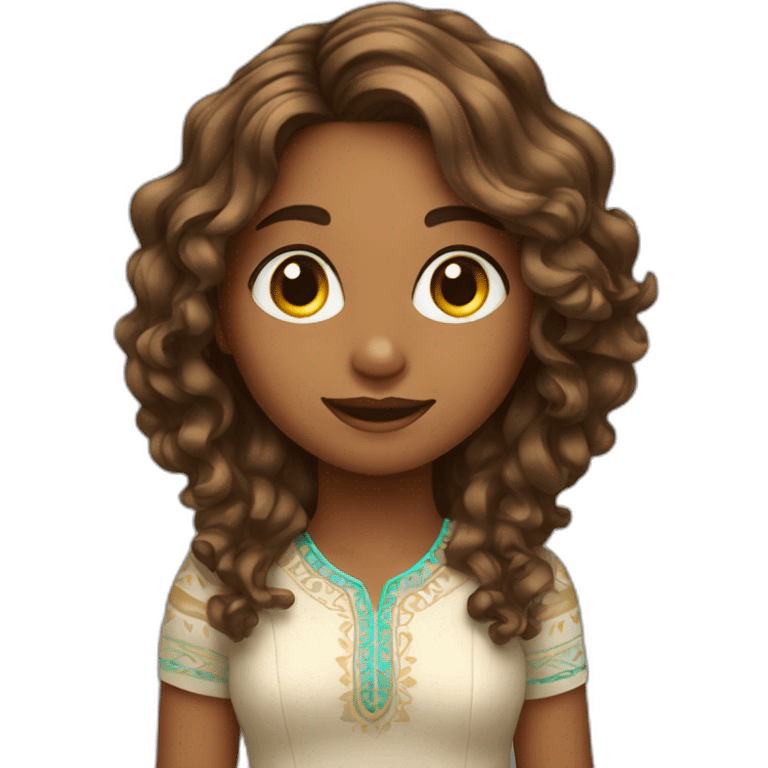 Indian girl with highlighted wavy hair emoji