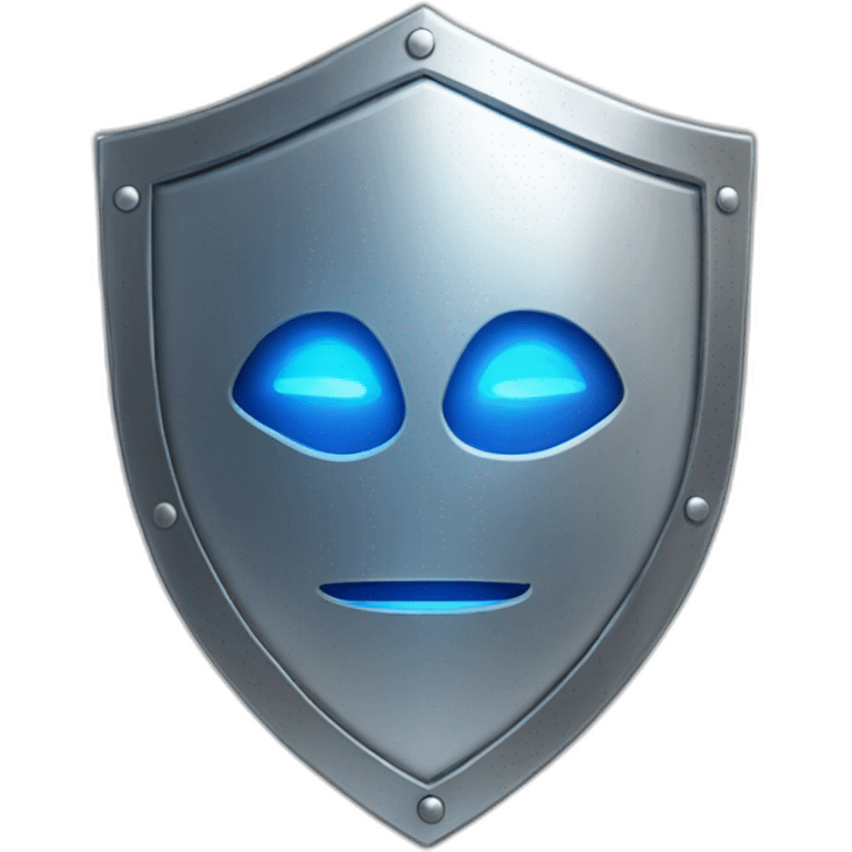 cyber silver metal shield with blue light emoji