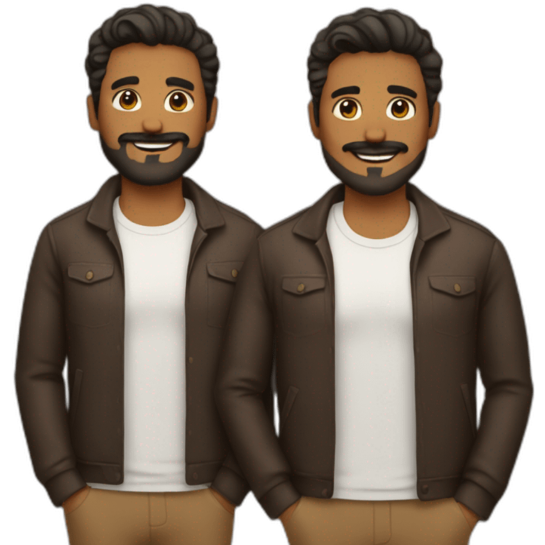 Gay love brown guy with beard and brown guy with mustache emoji