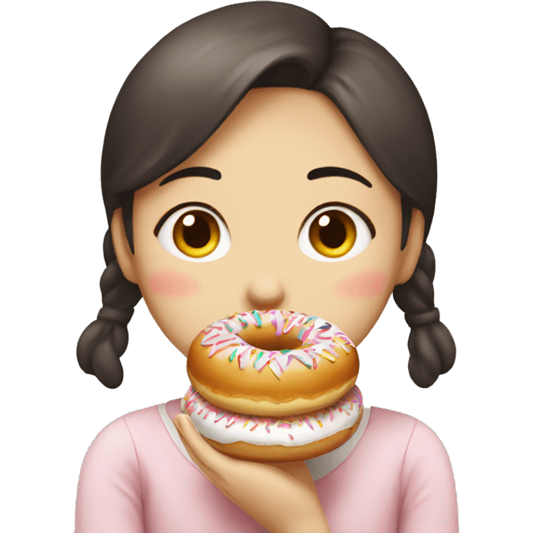 Korean woman eating donut emoji