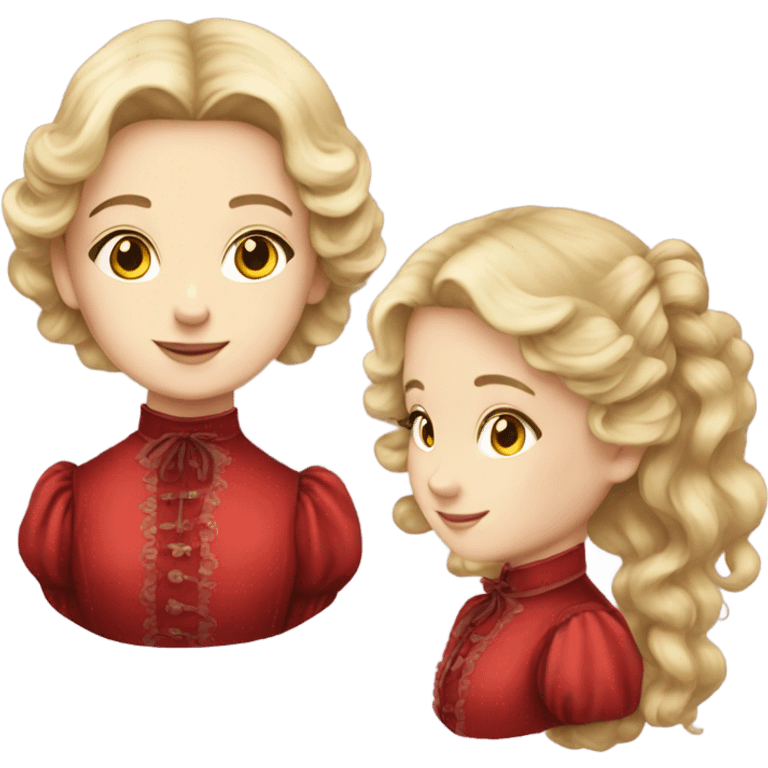 Victorian era girl blond and long hair red dress emoji